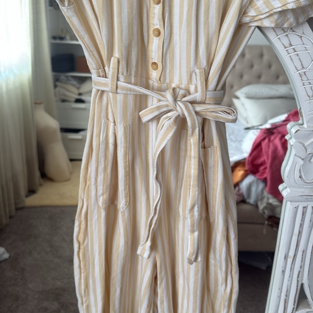 Linen blend &Other stories stripe  jumpsuit - Picture 2 of 5